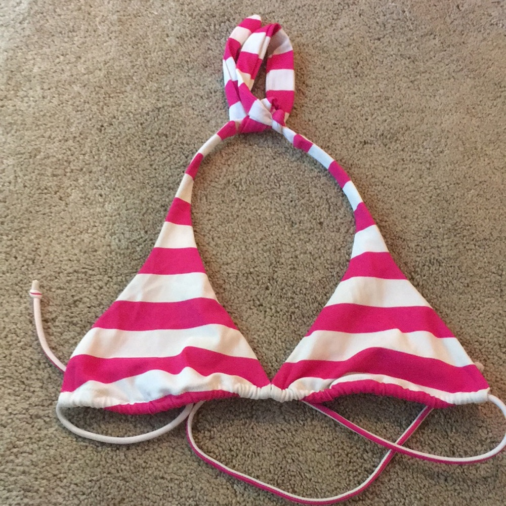Striped bikini halter top